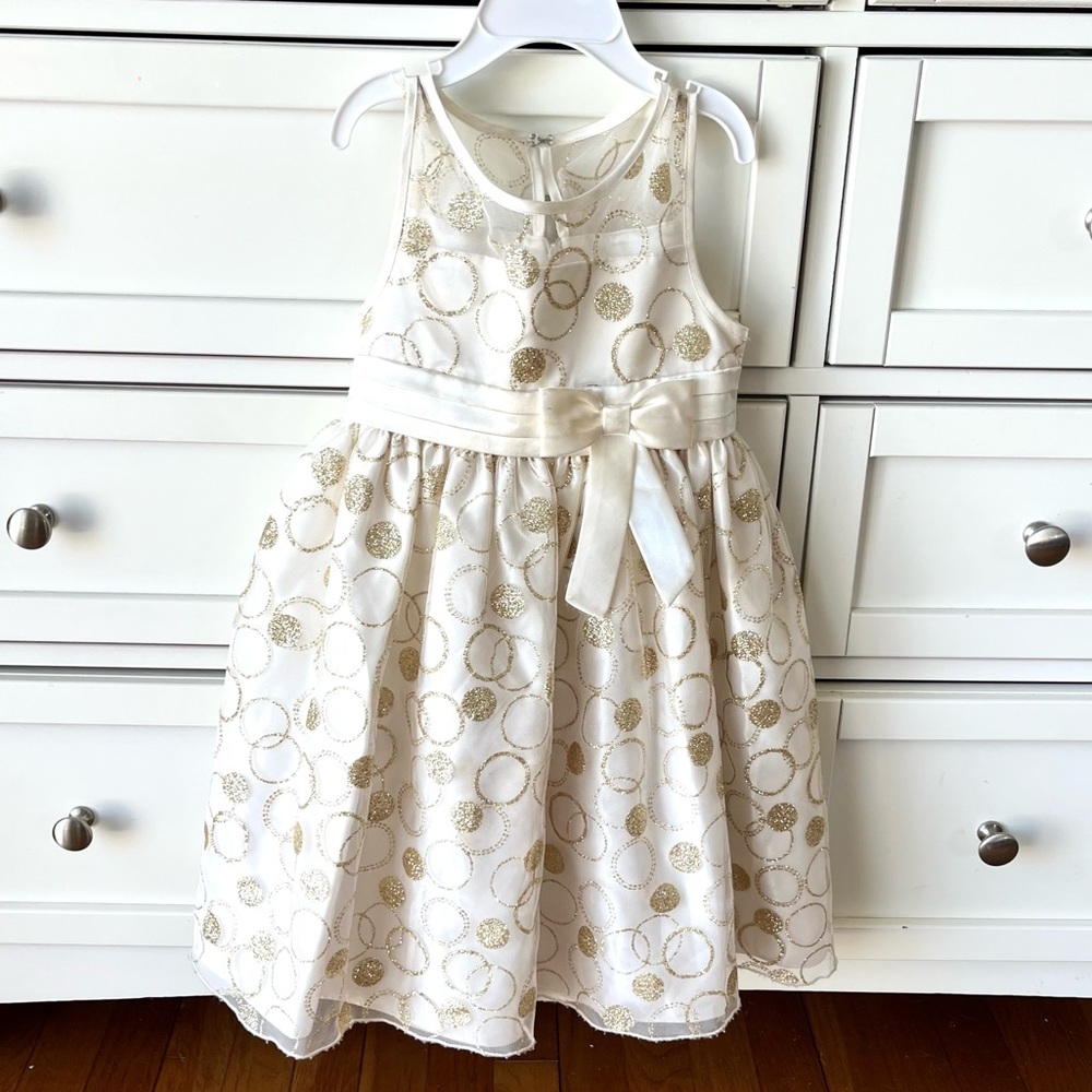 Love | Cream Glitter Polka Dot Dress